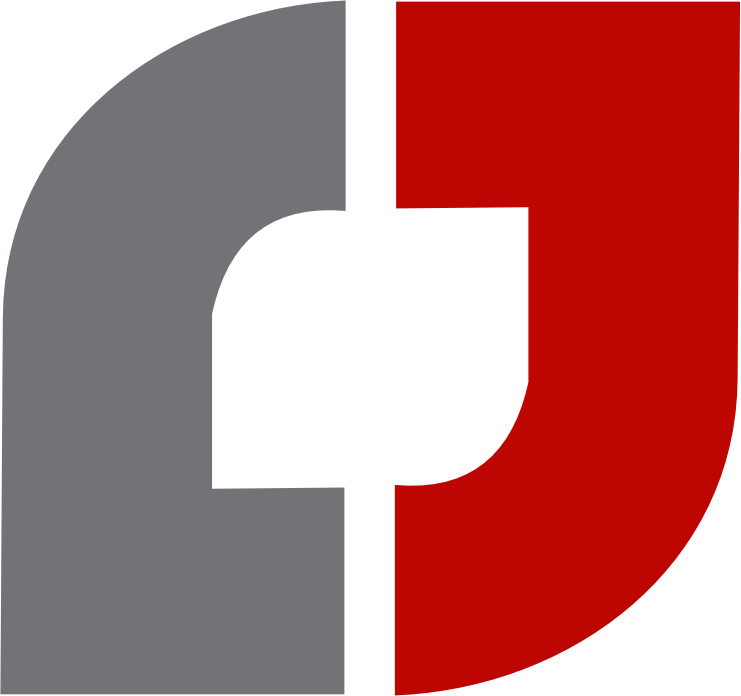 The Jaspa mark: a grey form and a red form around an open centre