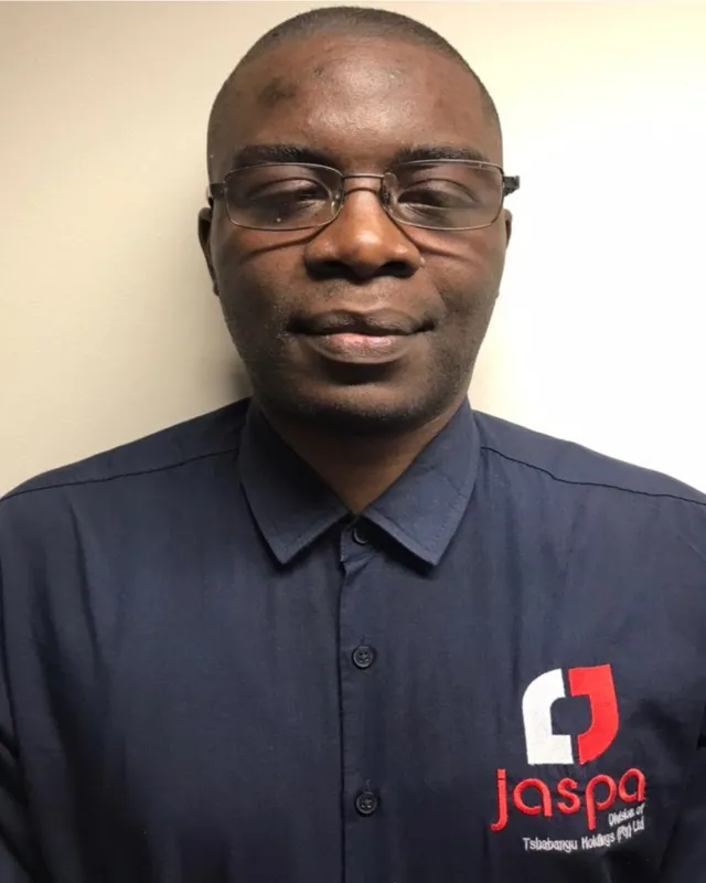 Sibusiso Ndlovu, Founder and Managing Director of Jaspa, wearing a navy Jaspa shirt